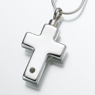 sterling silver micro picture lens cross cremation pendant
